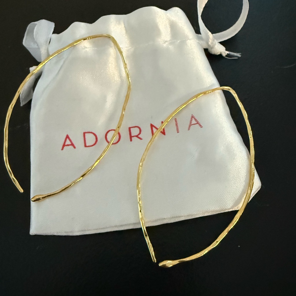 Adorina New Shinny Hammered Threader Hoops